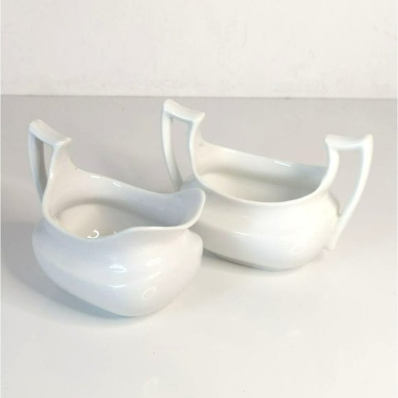 Vintage Paul Muller Selb Bavaria Porcelain White Cream and Sugar Set 1970s - Picture 1 of 7